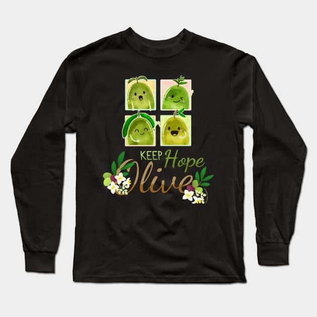 Keep Hope Olive - Punny Garden Long Sleeve T-Shirt by punnygarden